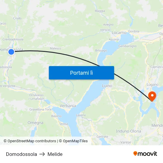 Domodossola to Melide map