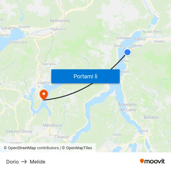 Dorio to Melide map