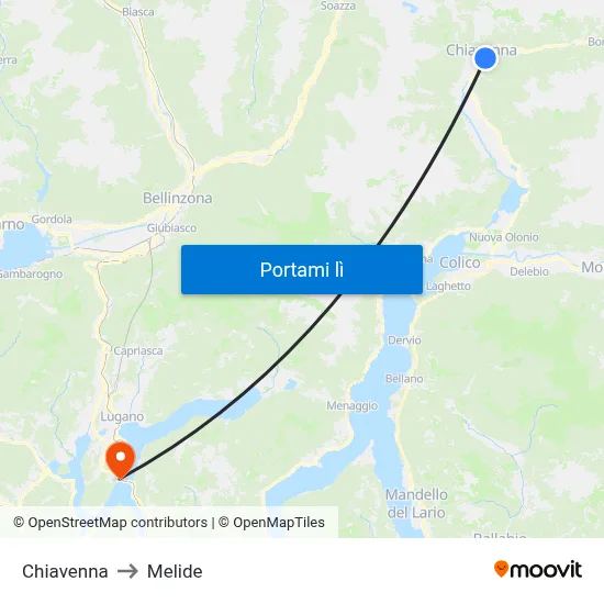 Chiavenna to Melide map