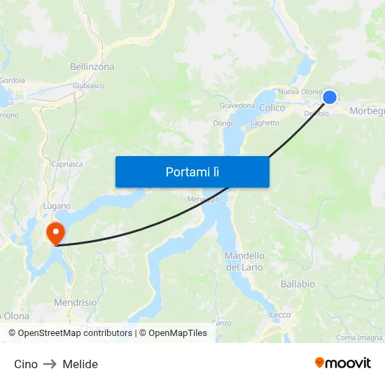 Cino to Melide map