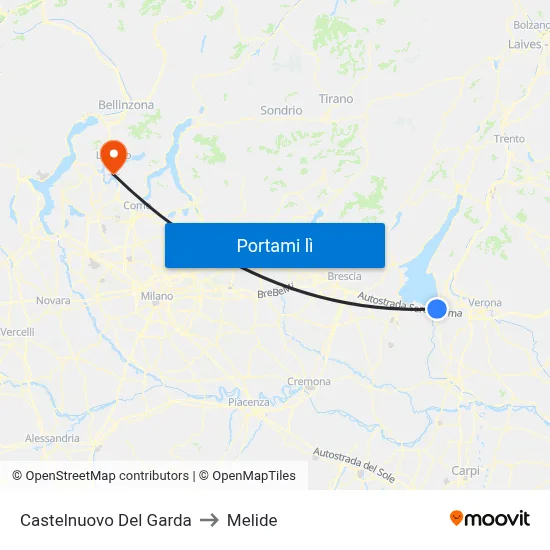 Castelnuovo Del Garda to Melide map