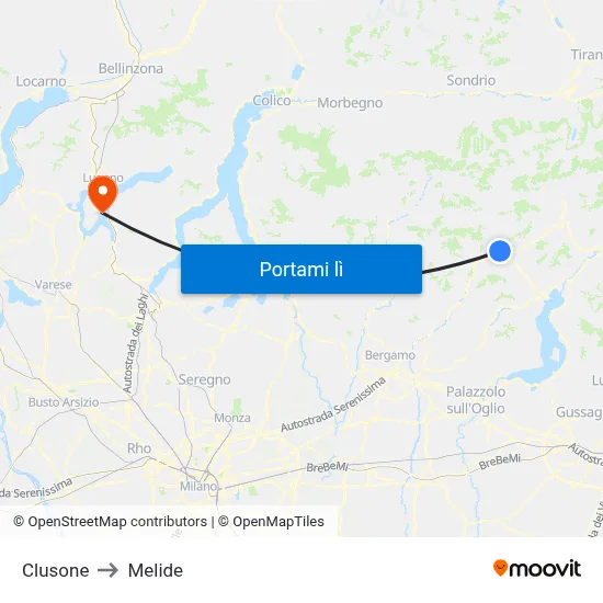 Clusone to Melide map