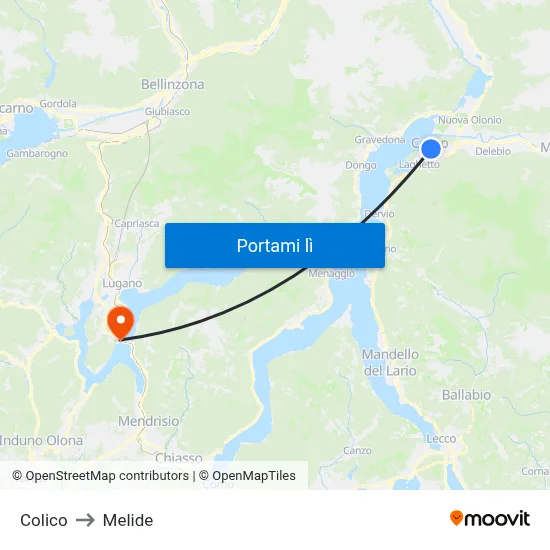 Colico to Melide map
