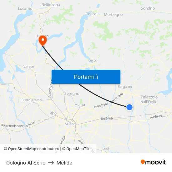 Cologno Al Serio to Melide map