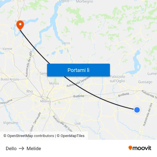 Dello to Melide map