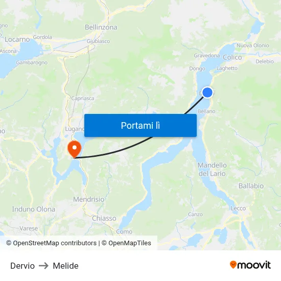 Dervio to Melide map