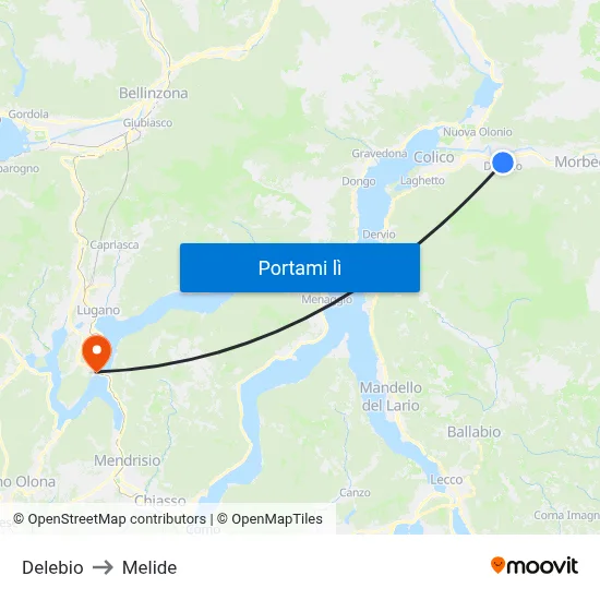 Delebio to Melide map
