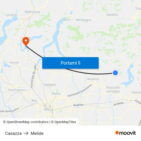 Casazza to Melide map