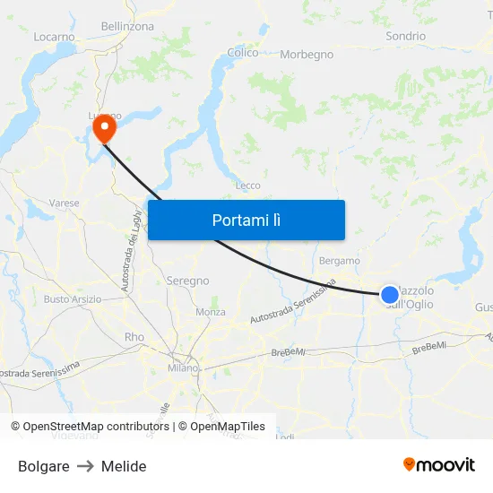 Bolgare to Melide map