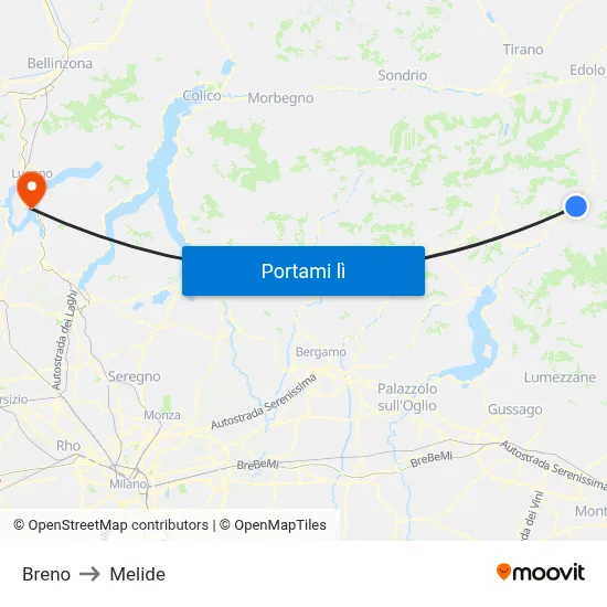 Breno to Melide map