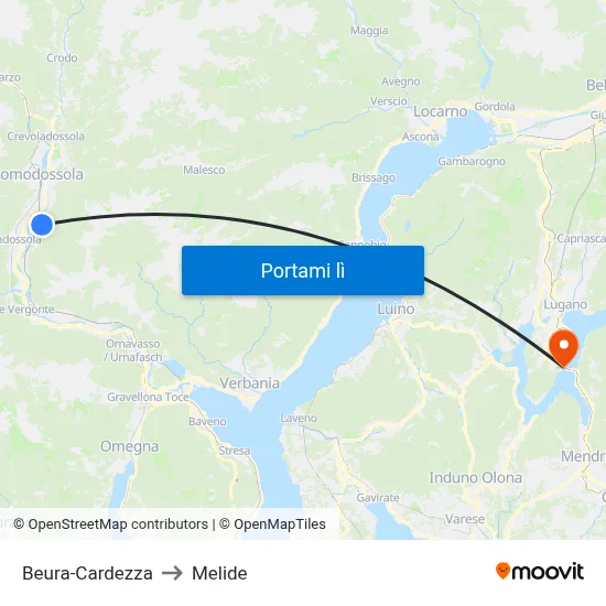 Beura-Cardezza to Melide map