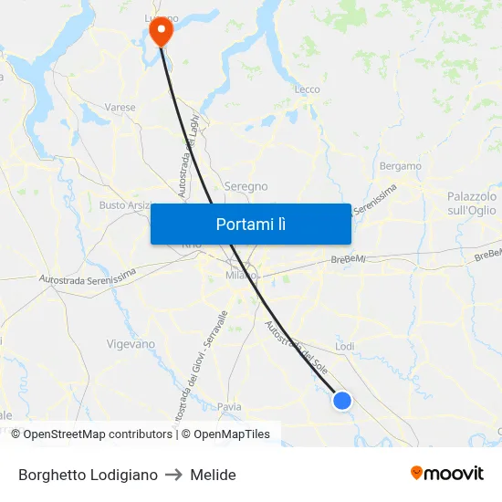 Borghetto Lodigiano to Melide map