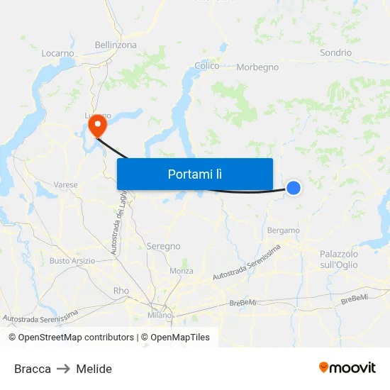 Bracca to Melide map