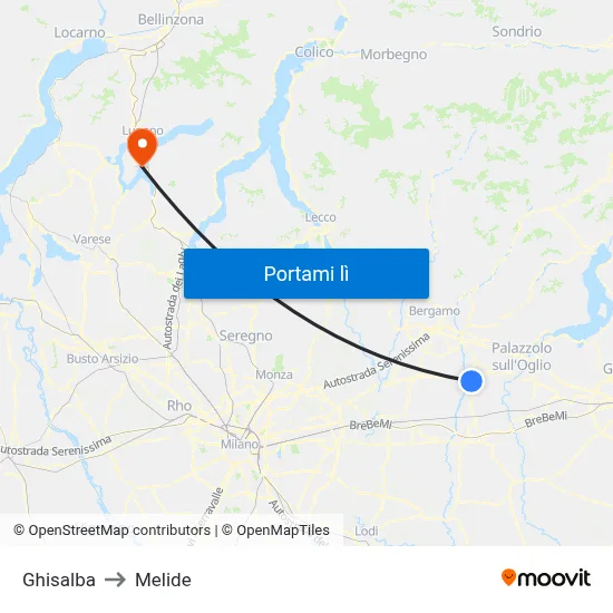 Ghisalba to Melide map
