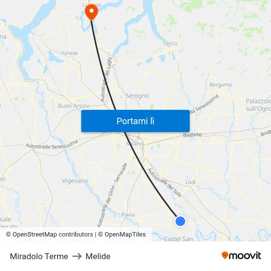 Miradolo Terme to Melide map