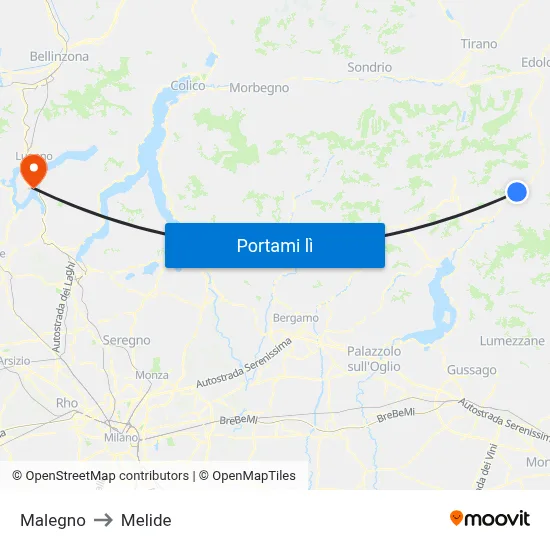 Malegno to Melide map