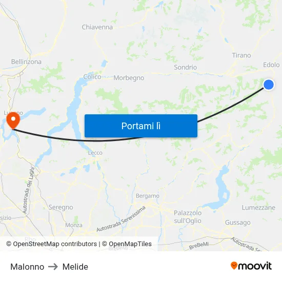 Malonno to Melide map