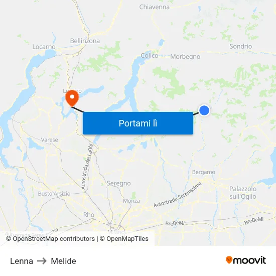 Lenna to Melide map