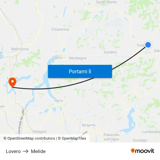 Lovero to Melide map