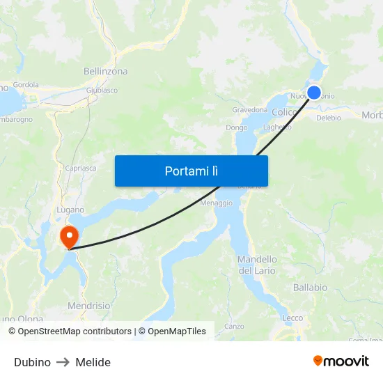 Dubino to Melide map