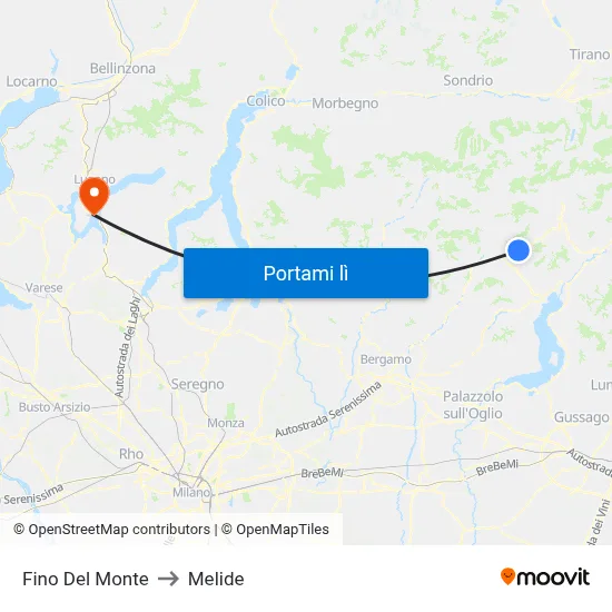 Fino Del Monte to Melide map