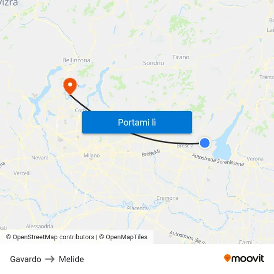 Gavardo to Melide map