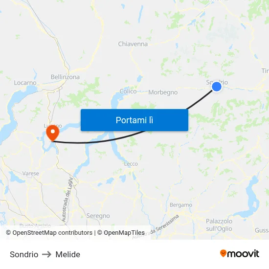 Sondrio to Melide map