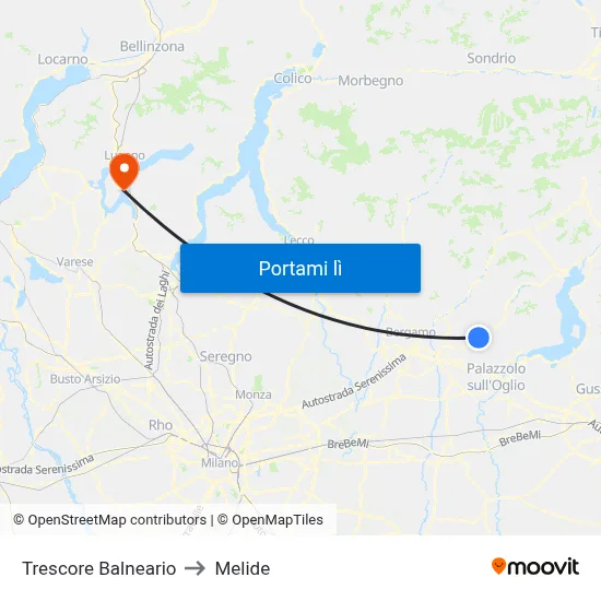 Trescore Balneario to Melide map
