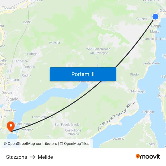 Stazzona to Melide map