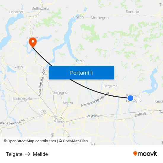 Telgate to Melide map
