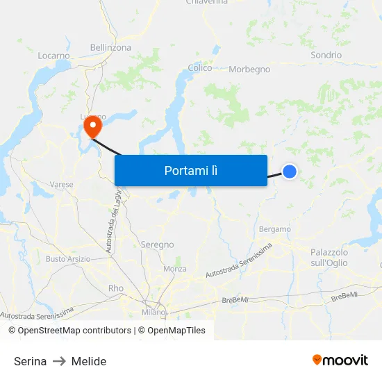 Serina to Melide map