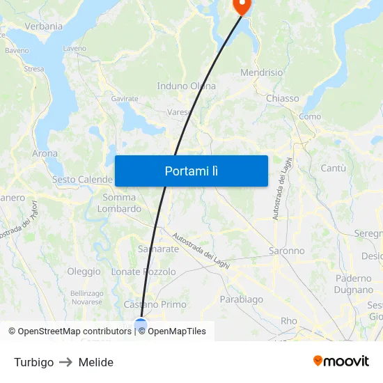 Turbigo to Melide map