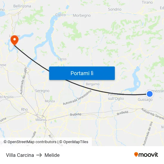 Villa Carcina to Melide map