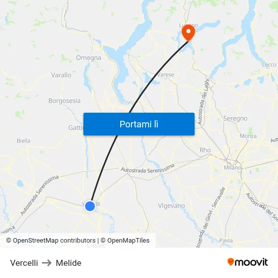 Vercelli to Melide map