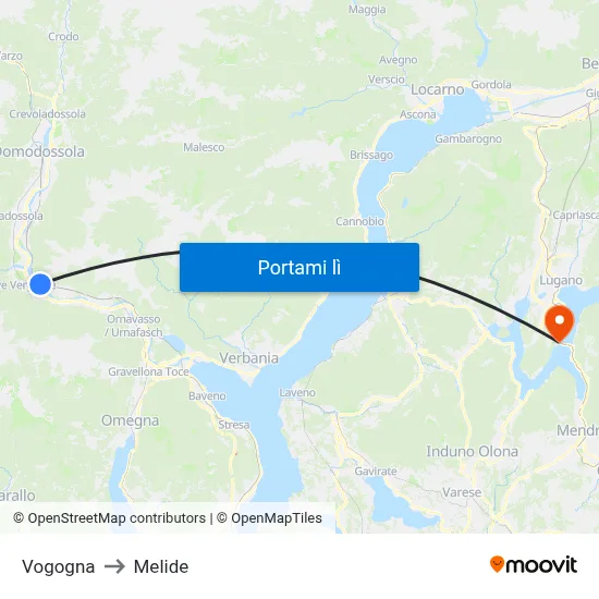 Vogogna to Melide map