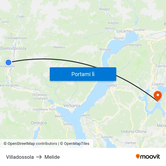 Villadossola to Melide map