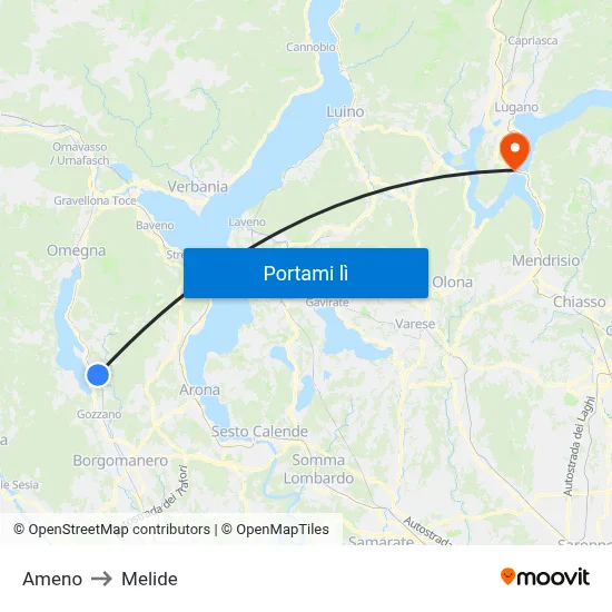 Ameno to Melide map