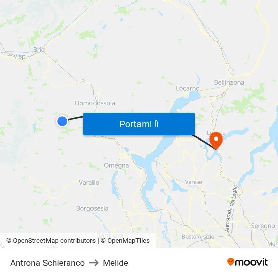 Antrona Schieranco to Melide map