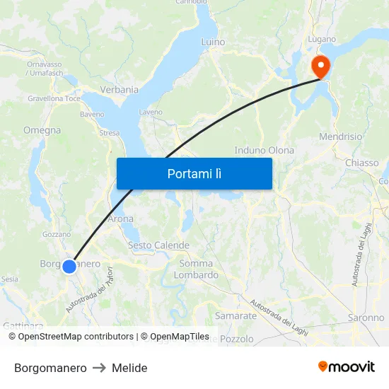 Borgomanero to Melide map