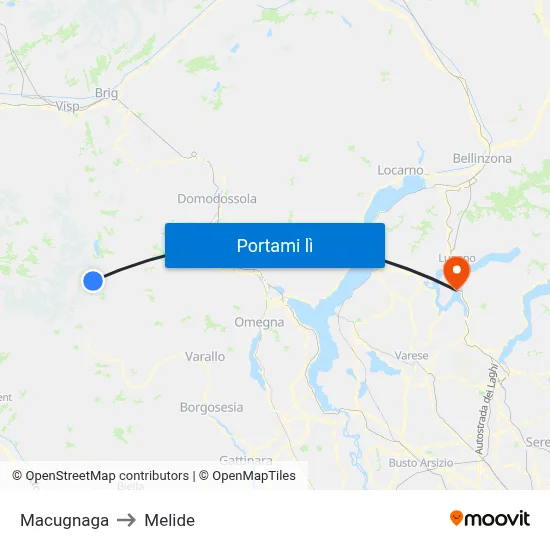 Macugnaga to Melide map