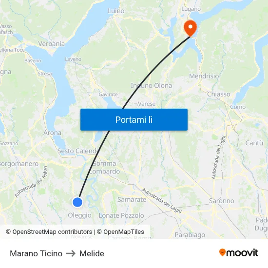 Marano Ticino to Melide map