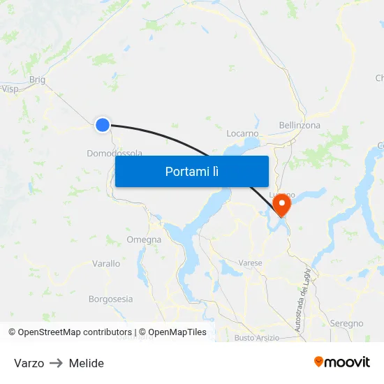 Varzo to Melide map