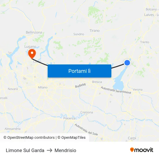Limone Sul Garda to Mendrisio map