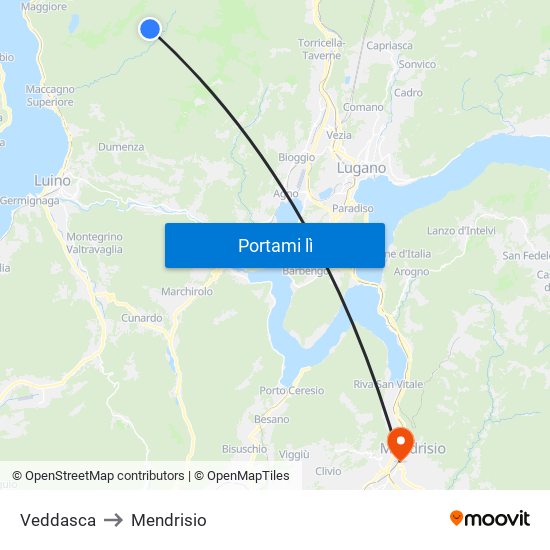 Veddasca to Mendrisio map