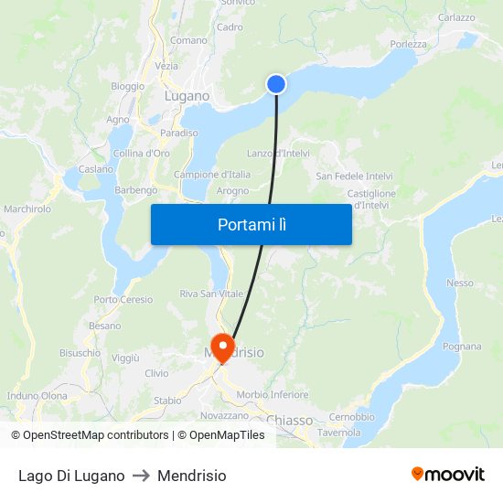 Lago Di Lugano to Mendrisio map