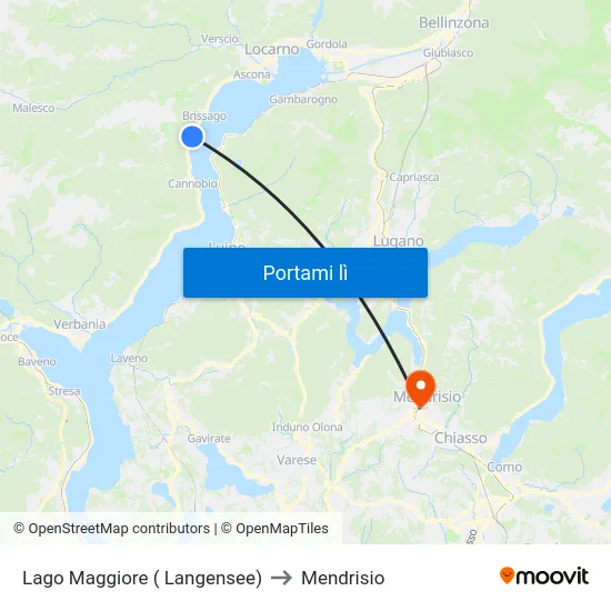 Lago Maggiore ( Langensee) to Mendrisio map
