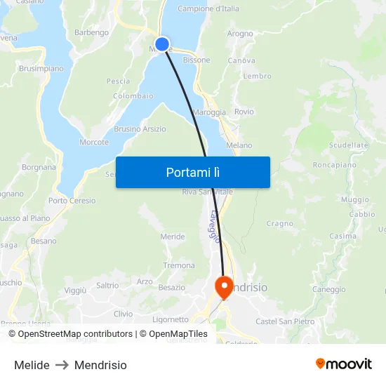 Melide to Mendrisio map