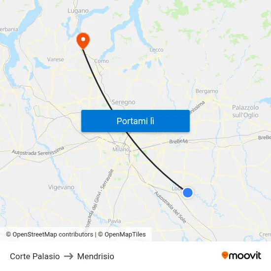 Corte Palasio to Mendrisio map