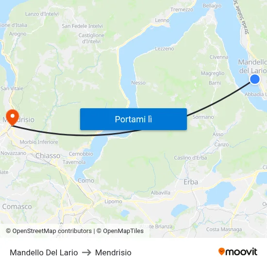 Mandello Del Lario to Mendrisio map