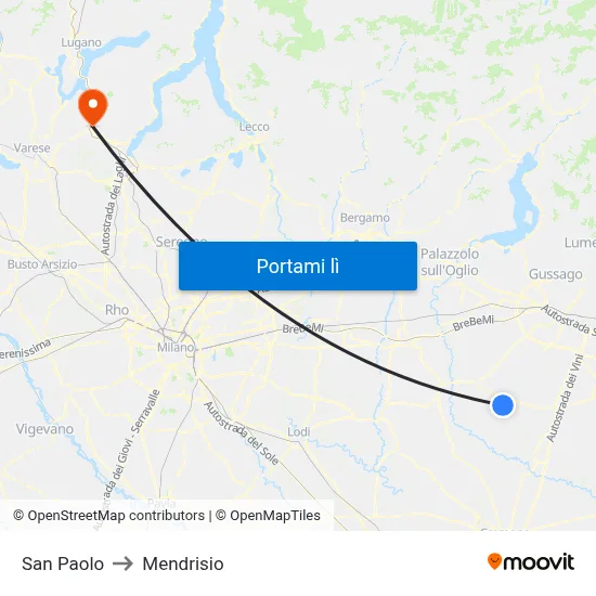 San Paolo to Mendrisio map